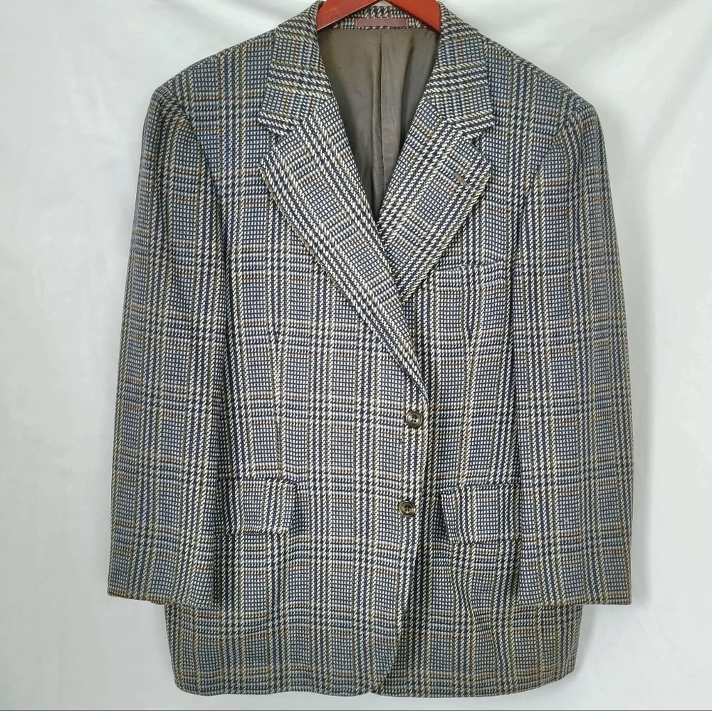 Burberrys' Cashmere Vintage Glen Plaid Men Jacket See Measurements
